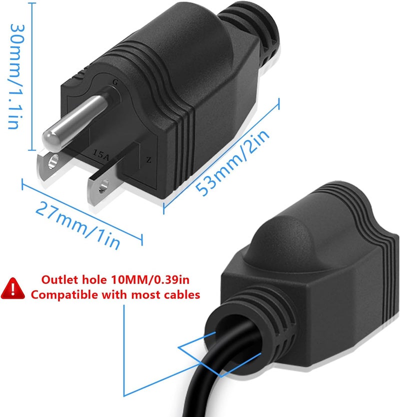 OFOAEEA 3 Prong Replacement Plug, 6 Pack Extension Cord Ends, Replacement Plugs 3 Prong with 1 Screwdriver, Neutral Ground Bonding Plugs, 3 Wire MalePlug, Power Plug Replacements, Black - Image 2